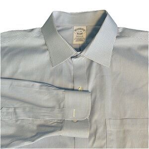 Brooks Brothers Mens 17-34 Blue Check Regent  Long Sleeve Dress Shirt‎